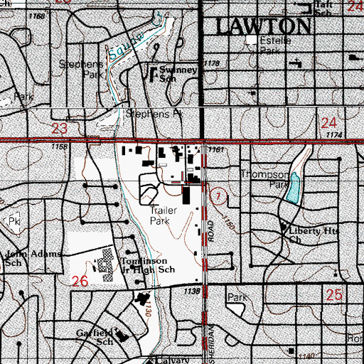Topographic Map of New Direction Church of God, OK