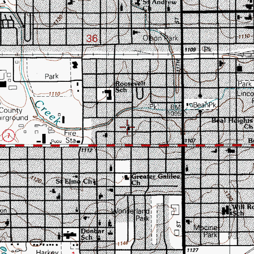 Topographic Map of Living Word Church of God, OK