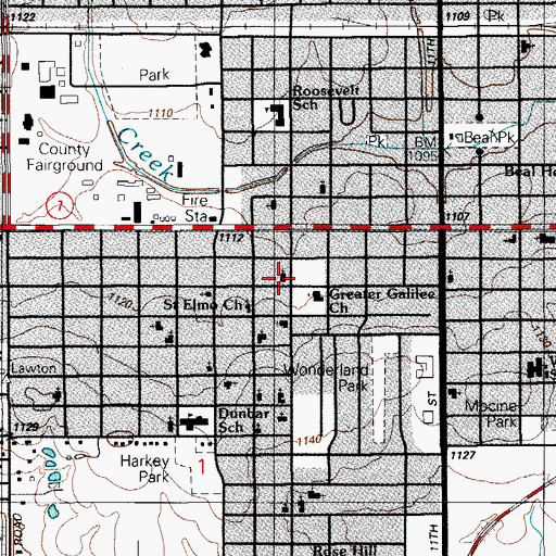 Topographic Map of Mount Calvery Baptist Church, OK