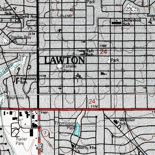Topographic Map of Northside Southern Baptist Church, OK
