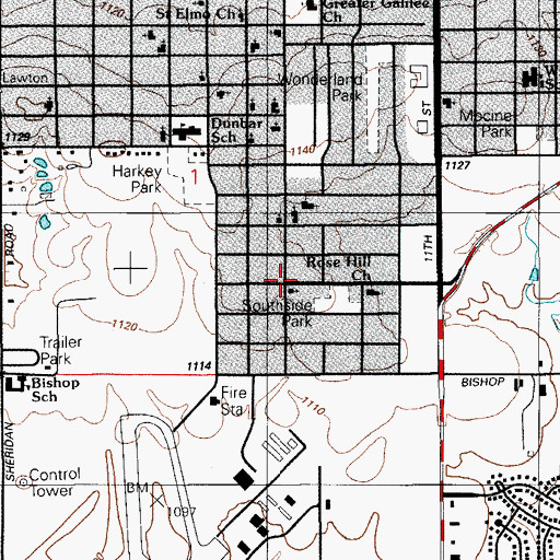 Topographic Map of Powerhouse Church of God, OK
