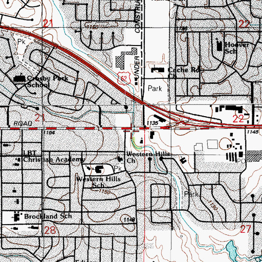 Topographic Map of Red Barn Church, OK