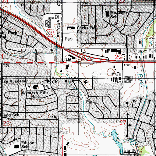 Topographic Map of Spring Valley Bible Church, OK