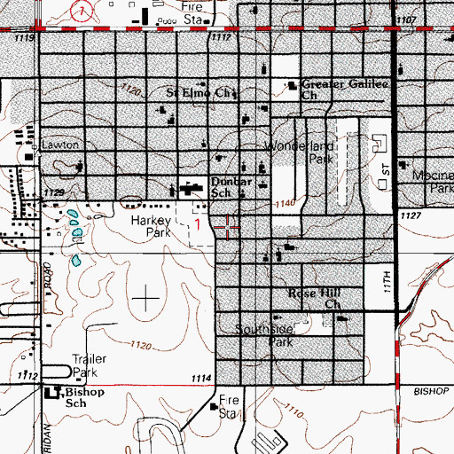 Topographic Map of Saint James Baptist Church, OK