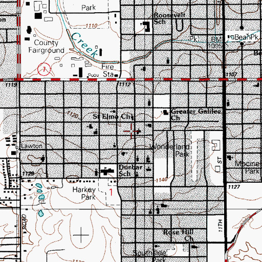 Topographic Map of Union Baptist Church, OK