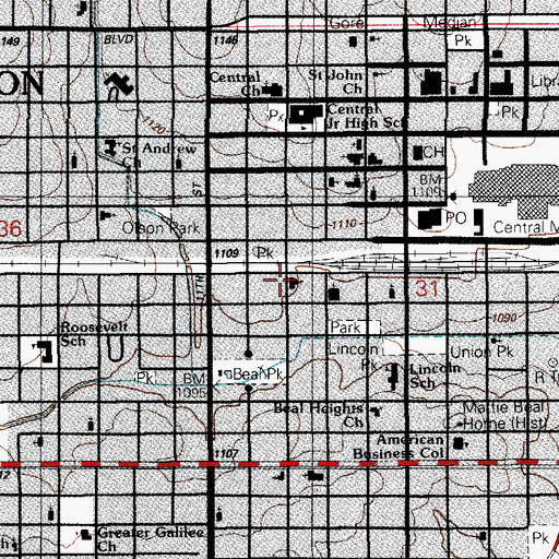 Topographic Map of United Pentecostal Church, OK