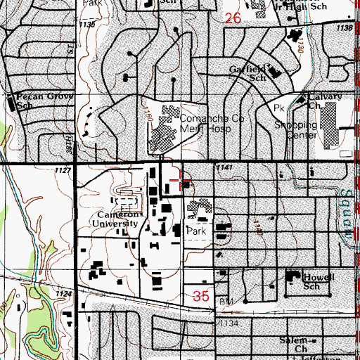 Topographic Map of University Church of God, OK