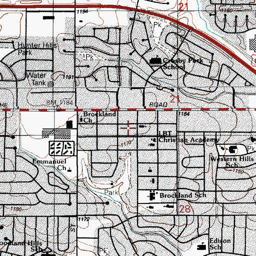 Topographic Map of Westside Church of God, OK