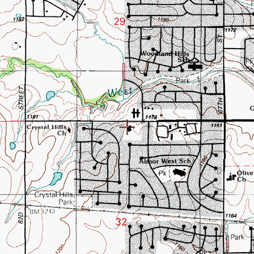 Topographic Map of Westminster Presbyterian Church, OK
