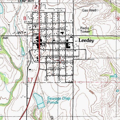Topographic Map of Assembly of God Church, OK