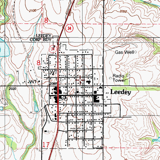 Topographic Map of First Baptist Church, OK