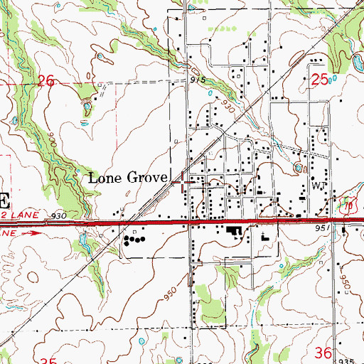 Topographic Map of Assembly of God Church, OK