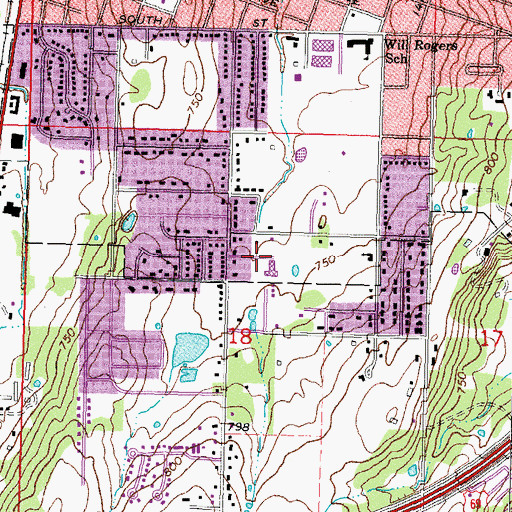 Topographic Map of Central Christian Church, OK