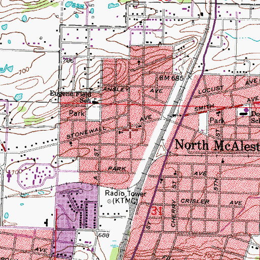 Topographic Map of Christ United Methodist Church, OK