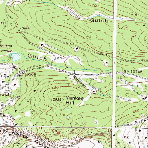 Topographic Map of Johnson Gulch, CO