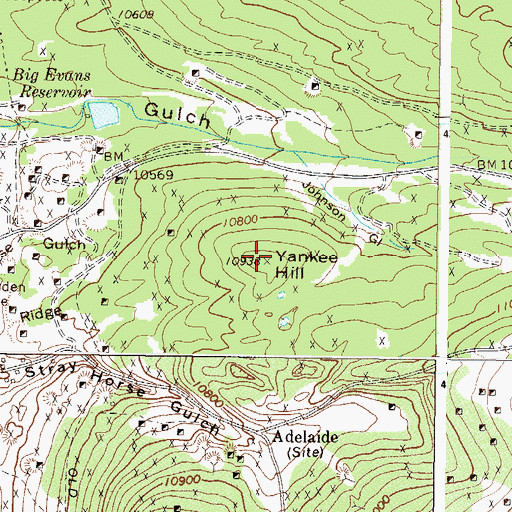 Topographic Map of Yankee Hill, CO