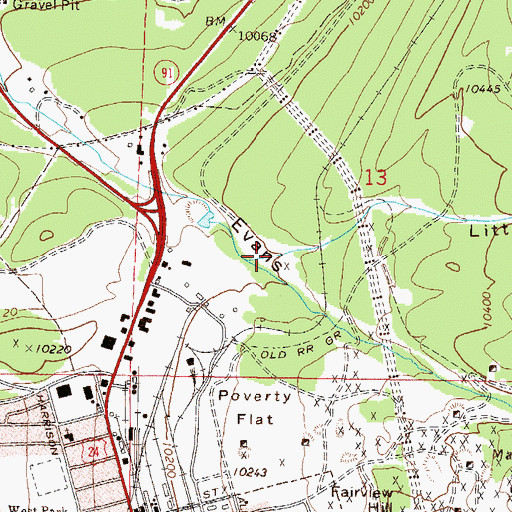 Topographic Map of Little Evans Gulch, CO