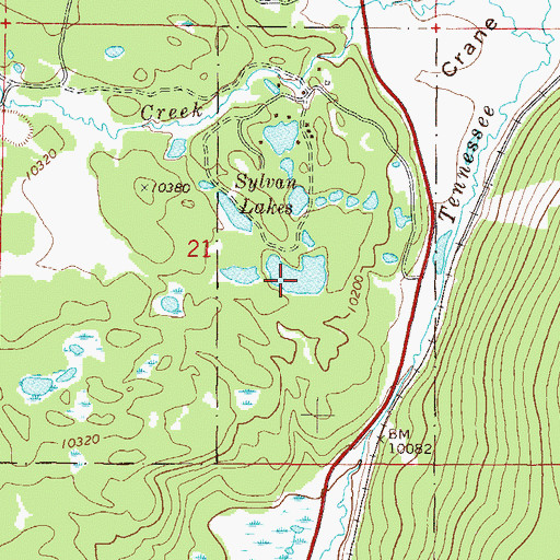 Topographic Map of Sylvan Lakes, CO