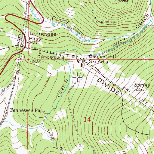 Topographic Map of Burton Ditch, CO