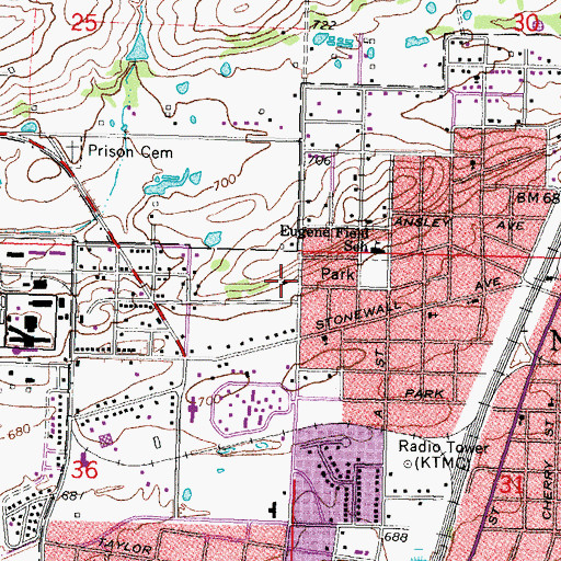 Topographic Map of Emmanuel Baptist Church, OK