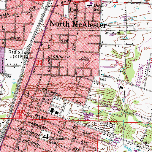 Topographic Map of Fellowship Free Will Baptist Church, OK