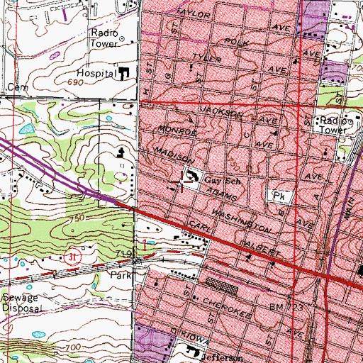 Topographic Map of First Church of the Nazarene, OK