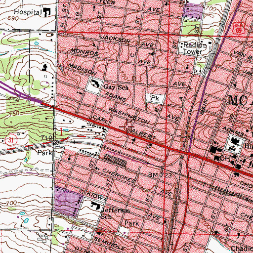 Topographic Map of First Free Will Baptist Church, OK