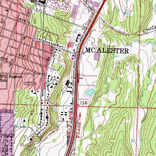 Topographic Map of Lakewood Christian School Church, OK