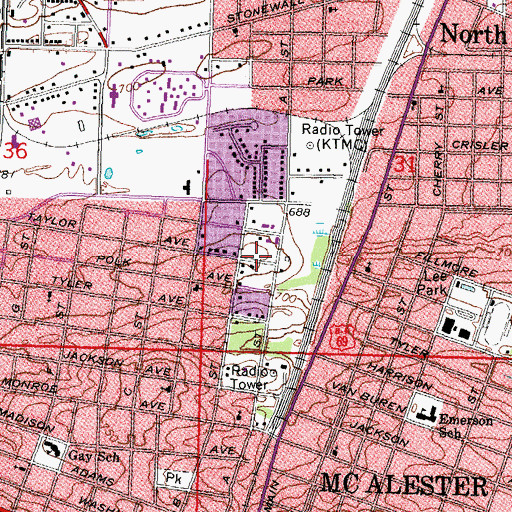 Topographic Map of Living Word Church, OK