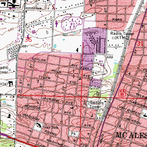 Topographic Map of Northgate Baptist Church, OK