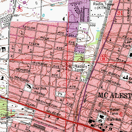 Topographic Map of Seventh Day Adventist Church, OK