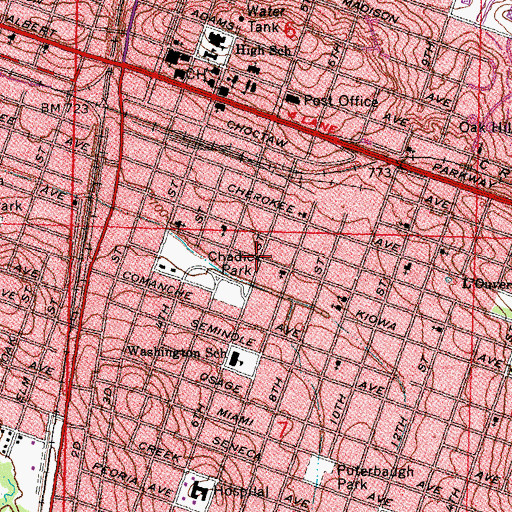 Topographic Map of Seventh - Day Adventist Church, OK
