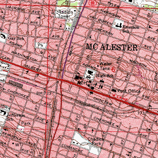 Topographic Map of Saint Johns Catholic Church, OK