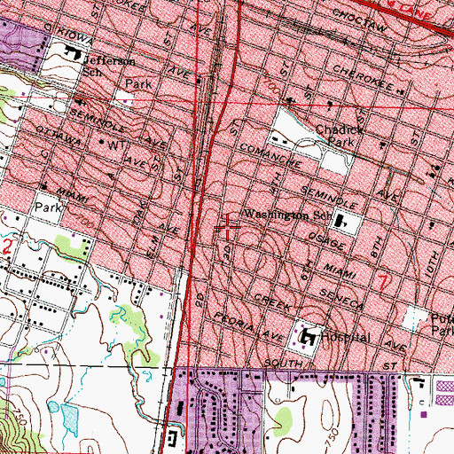 Topographic Map of Trinity Baptist Church, OK
