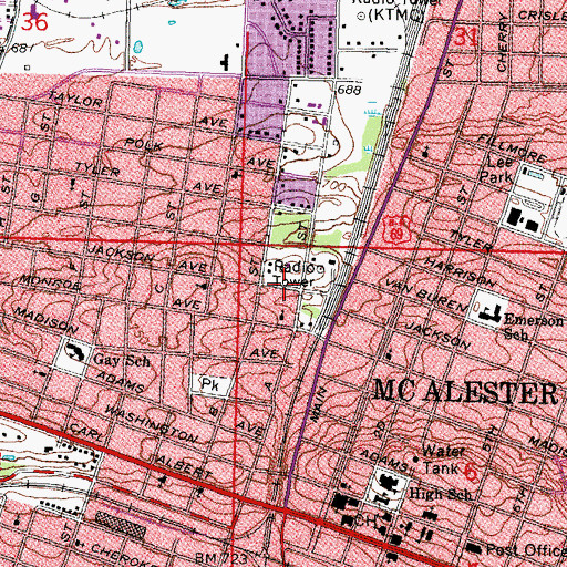 Topographic Map of United Pentecostal Church, OK