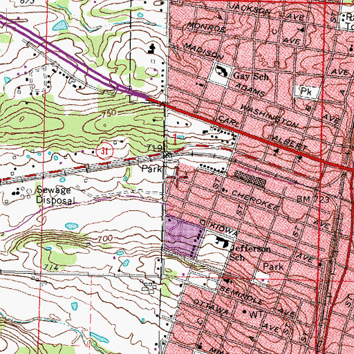 Topographic Map of West Bethel Baptist Church, OK