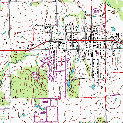 Topographic Map of First United Methodist Church, OK
