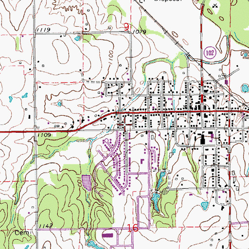 Topographic Map of Saint Vincent De Paul Church, OK