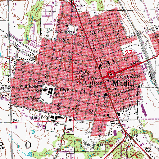 Topographic Map of Church of Christ, OK
