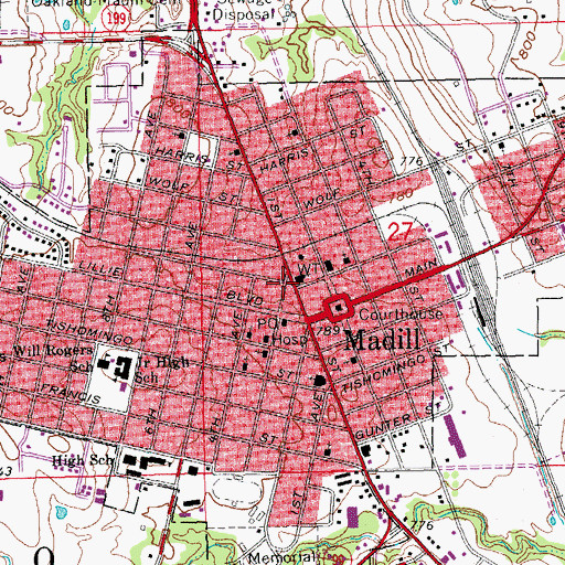 Topographic Map of Church of the Nazarene, OK