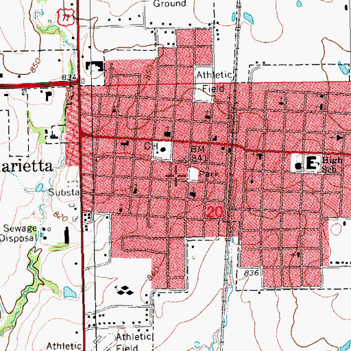 Topographic Map of Church of Christ, OK
