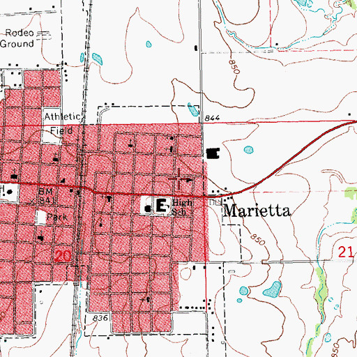 Topographic Map of Eastside Baptist Church, OK