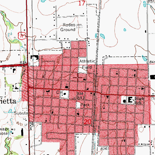 Topographic Map of First Christian Church, OK