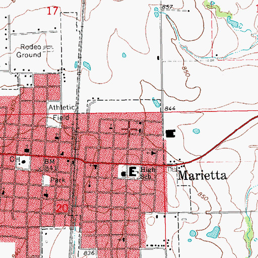 Topographic Map of Mount Zion Baptist Church, OK