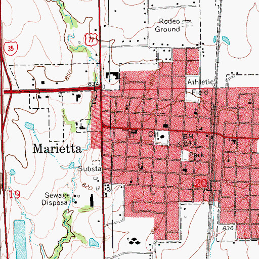 Topographic Map of United Methodist Church, OK