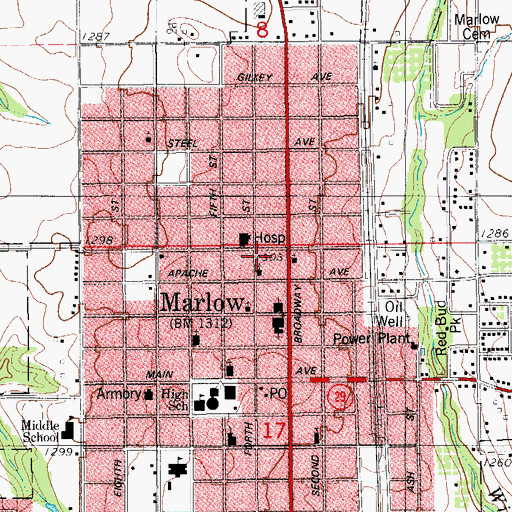 Topographic Map of Christian Church, OK