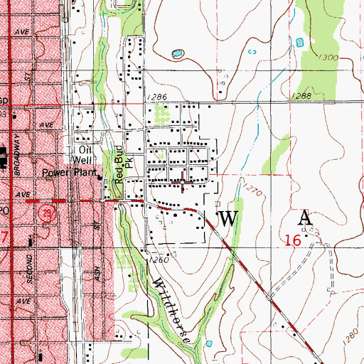 Topographic Map of East Side Baptist Church, OK