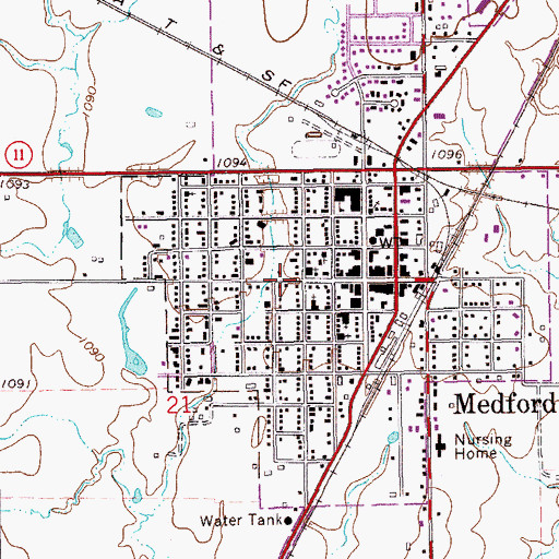 Topographic Map of Nazarene Church, OK