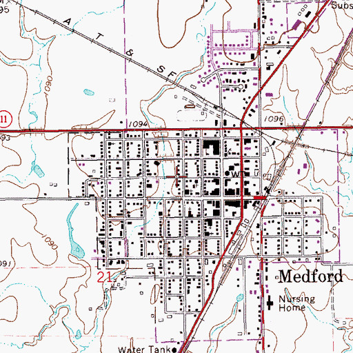 Topographic Map of Saint Marys Catholic Church, OK