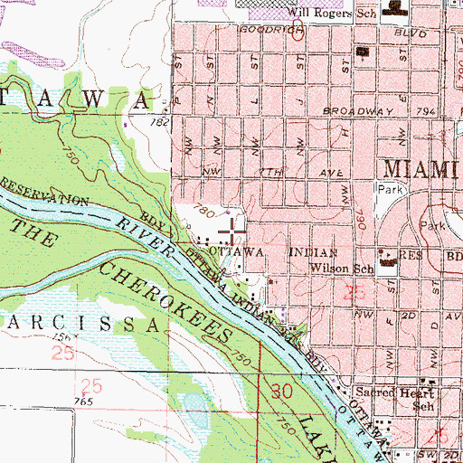 Topographic Map of Abounding Faith Ministries Church, OK